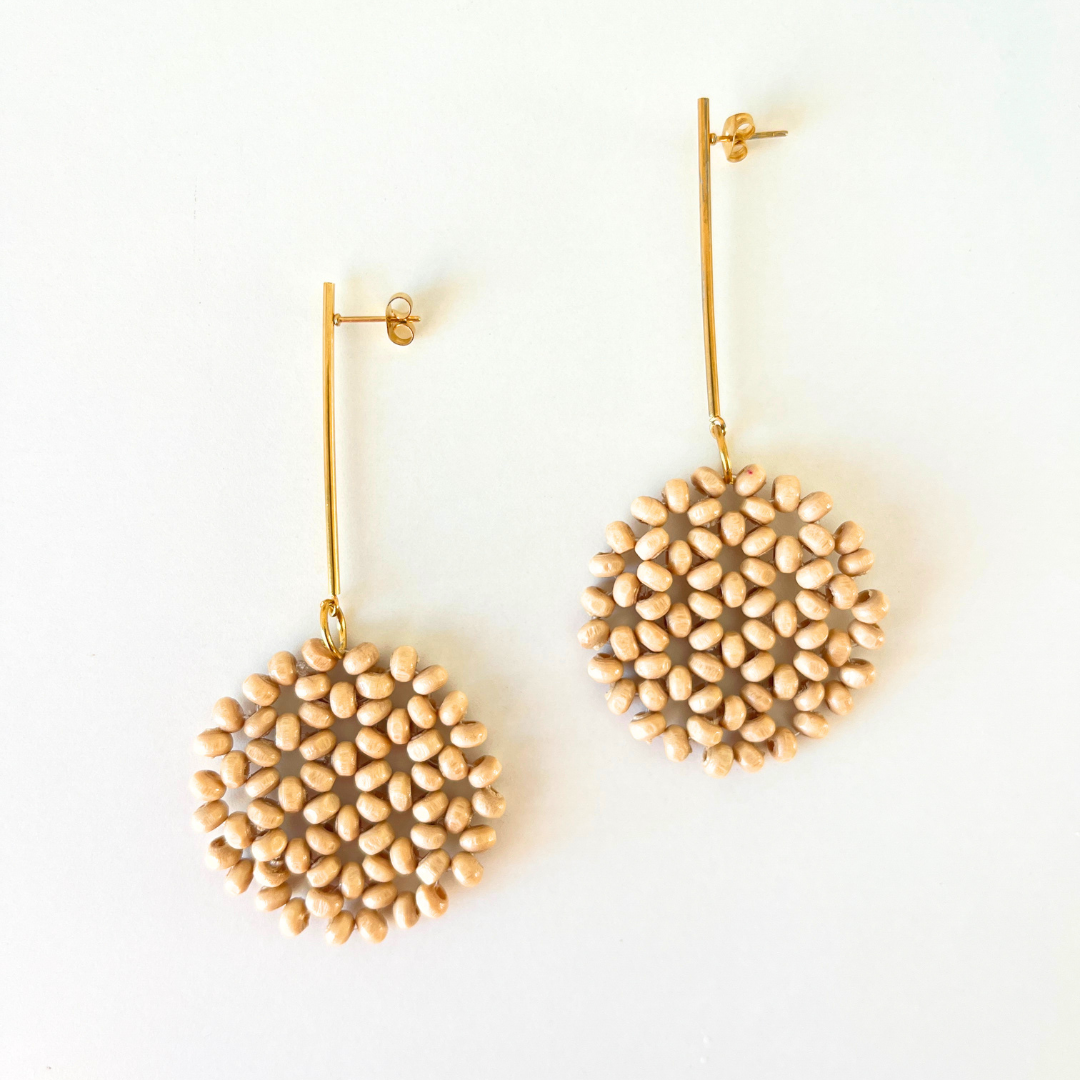 Pendientes Caelia Arena artesanales eventos bodas comuniones graduaciones Hanalima