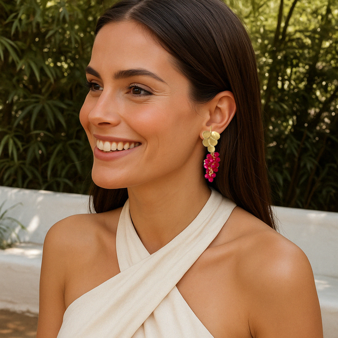pendientes con racimo de cuentas para flamenca