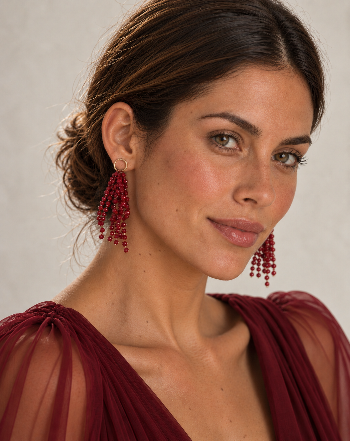 Pendientes Celine Granate