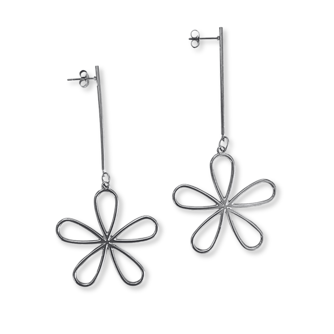 Pendientes Amelie largos dorados flor calada artesanales pendientes ligeros boda Hanalima