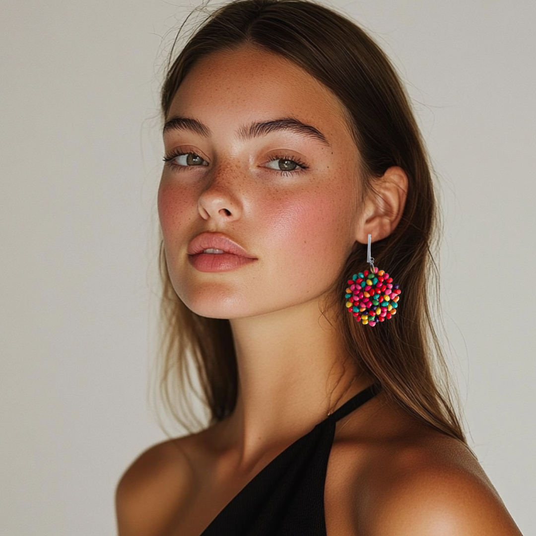 Pendientes Caelia Colores largos artesanos boda primavera verano color plateado