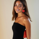 Pendientes Caelia Coral artesanos grandes lucidos boda primavera verano